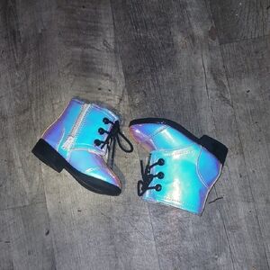 Holographic Ankle Boots with Black Soles